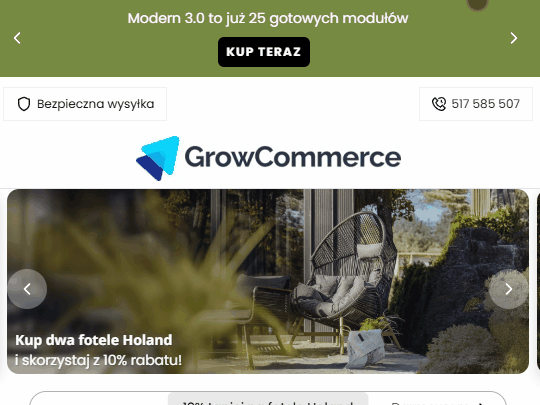 Popup z rabatem powitalnym za zapis do newslettera w Modern 3.0