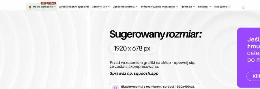 Mega menu z banerami i produktami w szablonie Modern 3.0 Storefront