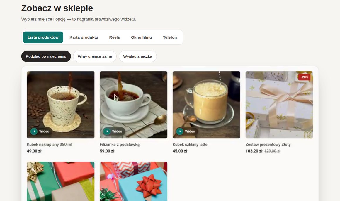 GrowVideo — znaczek Wideo na liście produktów w sklepie Shoper