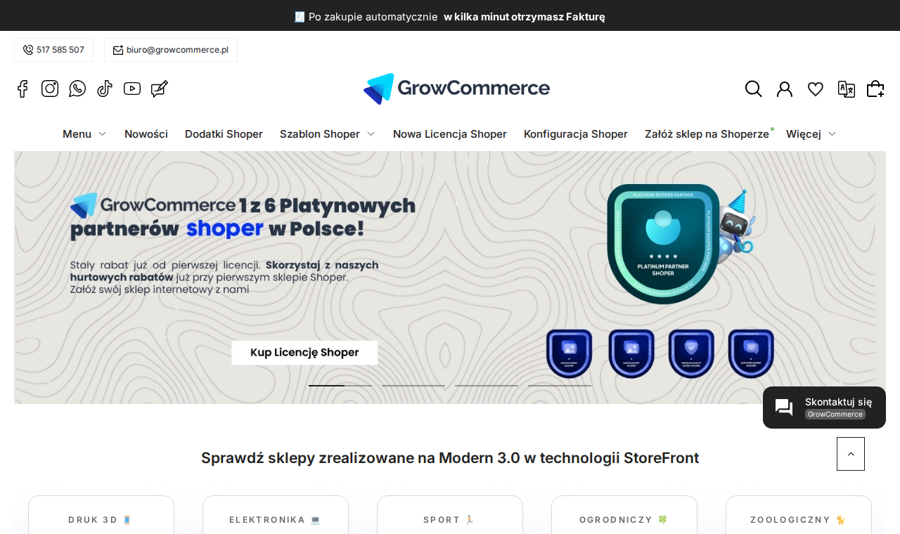 Front sklepu GrowCommerce na Shoperze — przykładowy storefront gotowy pod sezon promocyjny