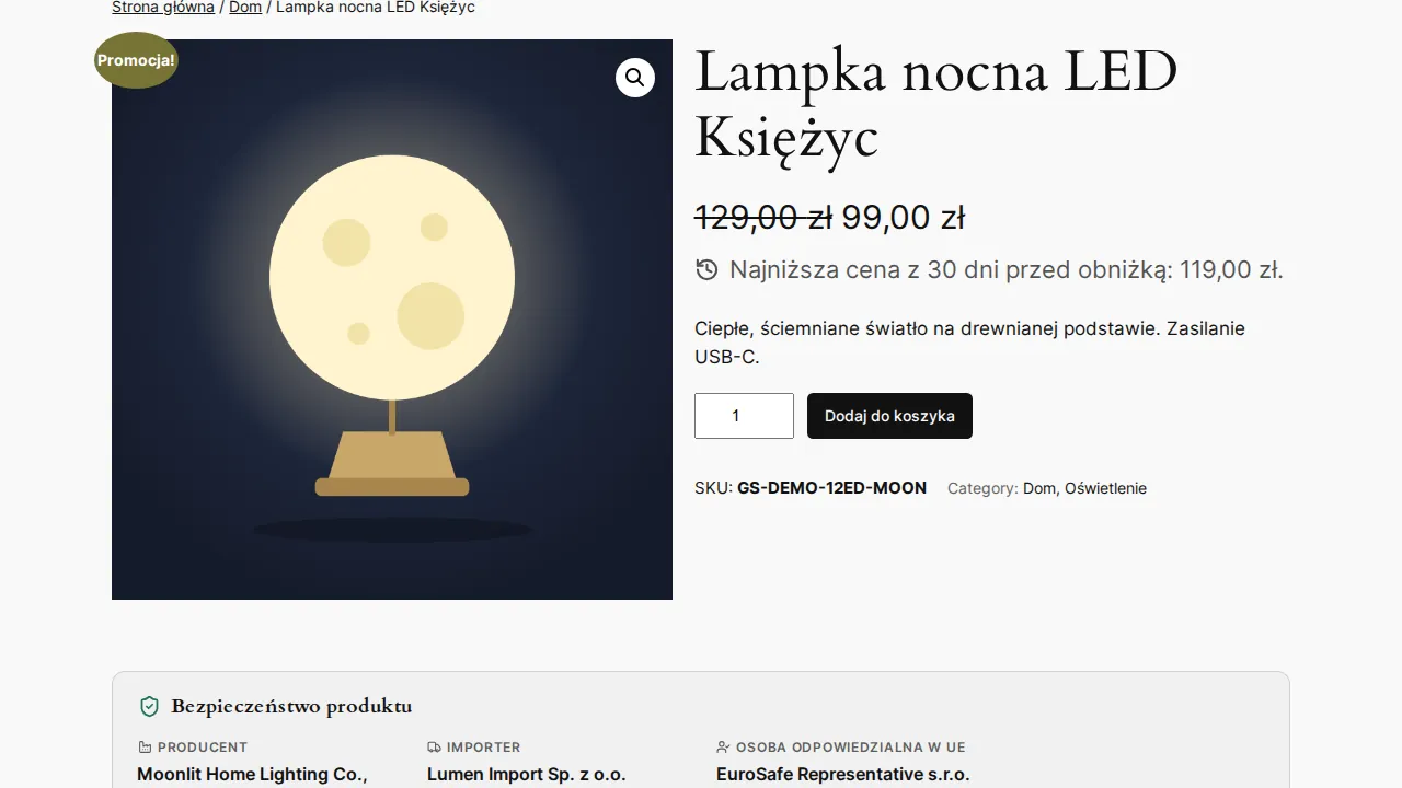 Karta produktu w Twenty Twenty-Four z ceną promocyjną i najniższą ceną z 30 dni.
